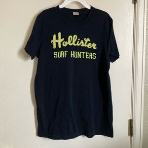 Hollister Navy with Yellow “Hollister, Surf Hunters” Short Sleeve Shirt #MBG